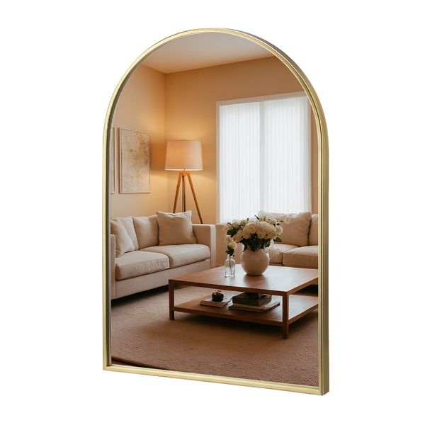 Arch Mirror Wall Vanity Large Bathroom Decorative Mount Gold Framed Makeup Shower Dressing Shaving Bedroom Hallway Decor