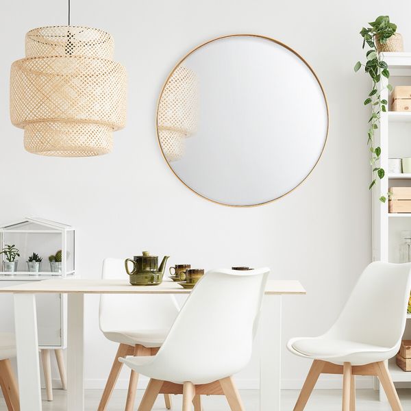 100cm Round Wall Mirror Bathroom Vanity Gold Bedroom Large Standing Mount Decorative Circle Hallway Makeup Shaving Shower