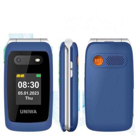 4G Volte HAC Hear Aid Unlocked Flip Cell Phone SOS Button Seniors Big Button Basic Phone Elderly Mobile Cell Phone   (Blue)