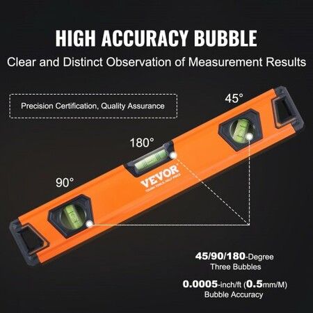 Magnetic Torpedo Level, 48/24/16/10 in Mechanical Level Set, Bubble Vials Ruler for 45/90/180 Degree, Aluminum Alloy Leveler Tool w/ Viewing Window, Shock-Resistant for Measuring Plumbing, Wood