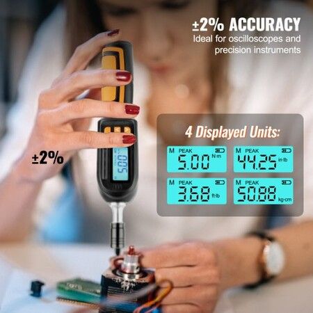 Digital Torque Screwdriver, 1/4" Drive Screwdriver Torque Wrench, Electrician Torque Screwdriver with LCD, 2.65-70.67 in-lbs Torque Range, 0.01 N.m Increment Torque Screwdriver with Bits & Case