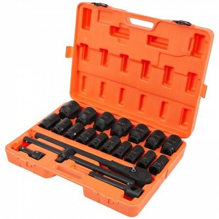 Impact Socket Set 3/4 Inches 22 Piece Deep Impact Sockets, Socket Assortment 3/4 Inches Drive Socket Set Impact Standard SAE Sizes 7/8 Inches to 2 Inches Includes Adapters and Ratchet Handle