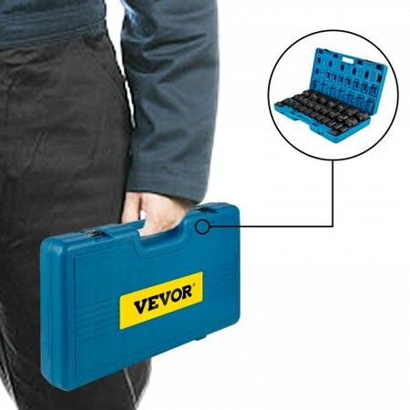 Impact Socket Set 3/4 Inches 29 Piece Impact Sockets, 6-Point Sockets, Rugged Construction, CR-M0, 3/4 Inches Drive Socket Set Impact SAE 3/4 inch - 2-1/2 inch, with a Storage Cage