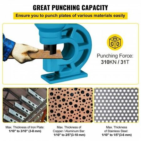 CH-60 Hydraulic Hole Punching Tool 31T Hole Digger Force Puncher Smooth Hole Puncher for Iron Plate Copper Bar Aluminum Stainless Steel