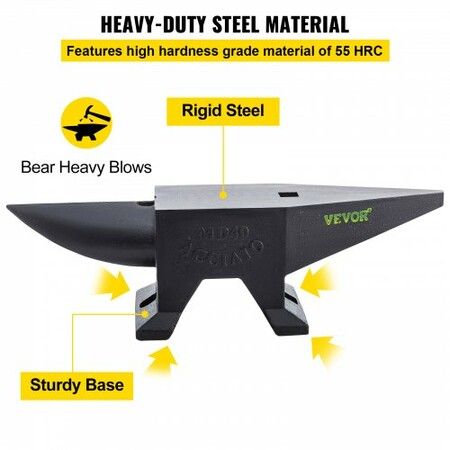 Cast Iron Anvil, 88 Lbs(40kg) Single Horn Anvil with Large Countertop and Stable Base, High Hardness Rugged Round Horn Anvil Blacksmith, for Bending, Shaping