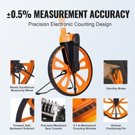 Measuring Wheel 12.5鈥?Telescoping Handle Centerline Design w/ Handbrake