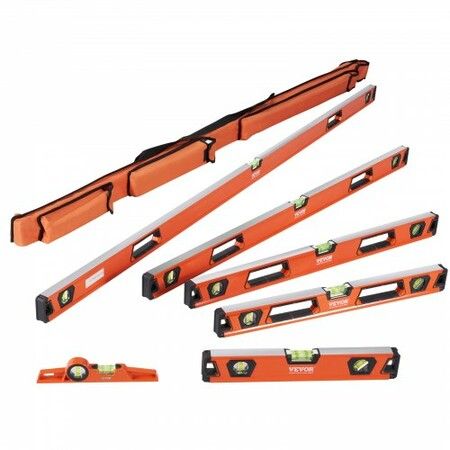 Magnetic Torpedo Level, 78/48/32/24/16/10 in Mechanical Level Set, Bubble Vials Ruler for 45/90/180 Degree, Aluminum Alloy Leveler Tool w/ Viewing Window, Shock-Resistant for Plumbing, Wood