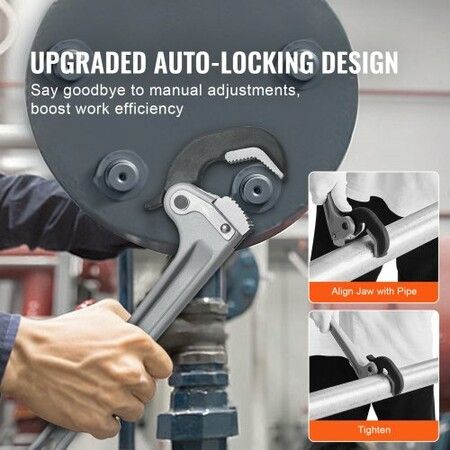 Aluminum Straight Pipe Wrench 14 in Automatic Jaw Adjustment 60CRV Jaw