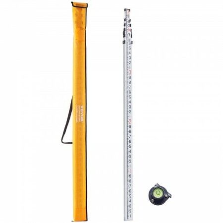 Aluminum Grade Rod, 20-Feet/10ths 6 Sections Telescopic Measuring Rod,Double-Sided Scale 1/10ft Leveling Rod Stick, Aluminum Alloy Survey Rod w/ Bubble Level &Carrying Bag for Houses,Walls,Floor