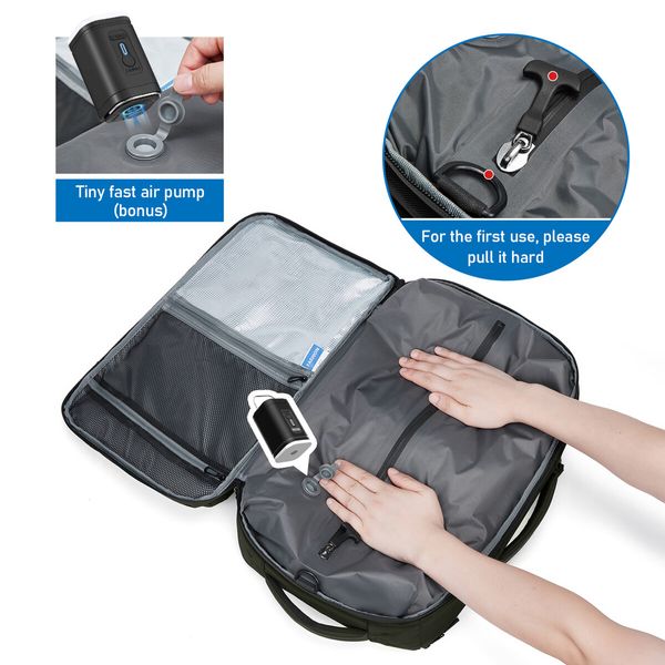 Vacuum Travel Backpack Compression Rucksack Waterproof Expandable Men Carryon Luggage Storage Bag Business Work Laptop Office 22-45L