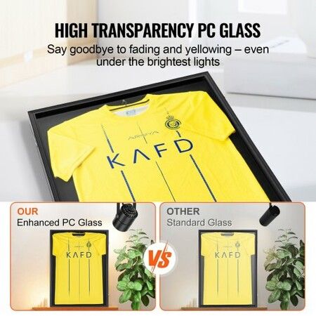 2PCs Jersey Display Frame Case, 590 x 790 x 40 mm, Large Lockable Sport Jersey Shadow Box with 98% UV Protection PC Glass and Hangers, for Baseball Basketball Football Hockey Shirt and Uniform