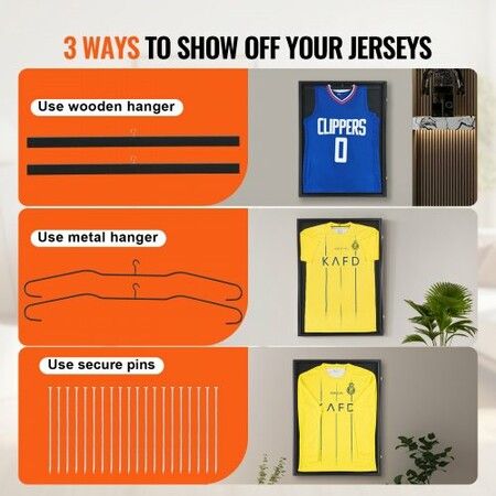 2PCs Jersey Display Frame Case, 590 x 790 x 40 mm, Large Lockable Sport Jersey Shadow Box with 98% UV Protection PC Glass and Hangers, for Baseball Basketball Football Hockey Shirt and Uniform