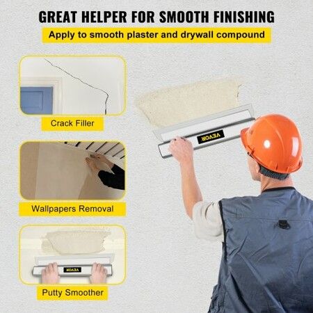 Drywall Skimming Blade Set,10"+16" +24" Blades,European Stainless Steel Construction Knife, Aluminum Blade Profile Smoothing Knockdown Spatula for Gyprock/Drywall/Wall-Board