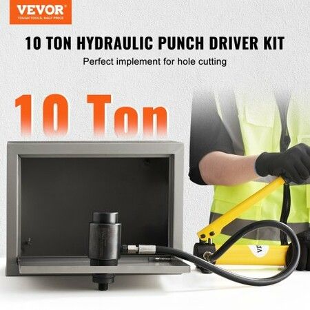 10 Ton Hydraulic Knockout Punch Kit, 1/2" to 2" Conduit Hole Cutter Set, KO Tool Kits with Puncher 6 Piece, Metal Sheet Driver Tools, For Aluminum, Brass, Stainless Steel, Fiberglass and Plastic