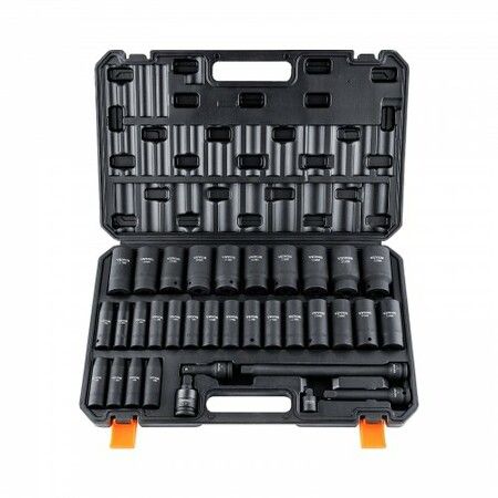 1/2" Drive Deep Impact Socket Set, 34pcs Socket Set Metric 锛?-36mm锛?6 Point Cr-MO Alloy Steel for Auto Repair, Rugged Construction, Includes Heavy Duty Storage Case