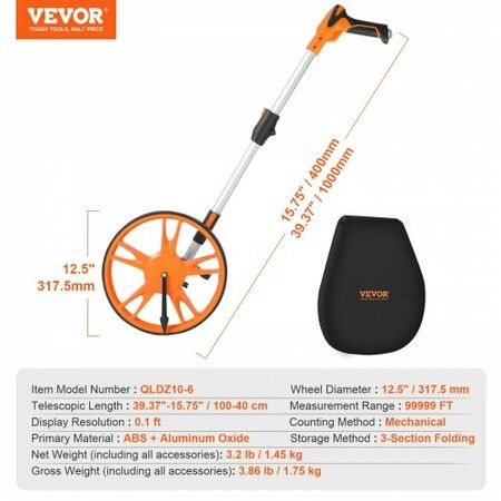 Measuring Wheel 12.5鈥?Road Runner Distance Telescoping Handle w/ Back Bag