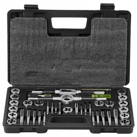 Tap and Die Set 40Pcs Metric Size M3 to M12 Bearing Steel Threading Tool