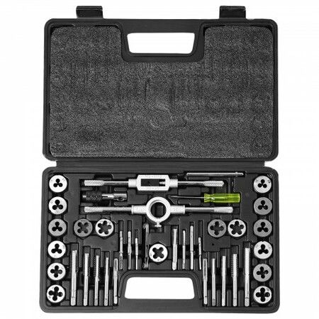 Tap and Die Set 40Pcs Metric Size M3 to M12 Bearing Steel Threading Tool