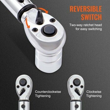 Torque Wrench, 3/8-inch Drive Click Torque Wrench 10-80ft.lb/14-110n.m, Dual-Direction Adjustable Torque Wrench Set, Mechanical Dual Range Scales Torque Wrench Kit with Adapters Extension Rod