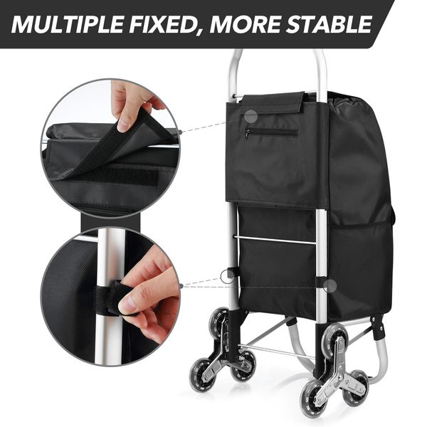 Foldable Shopping Cart Trolley Bag Dolly Aluminium Waterproof Wheeled Storage Grocery Market Utility Granny Stair Climbing Wheels 45L