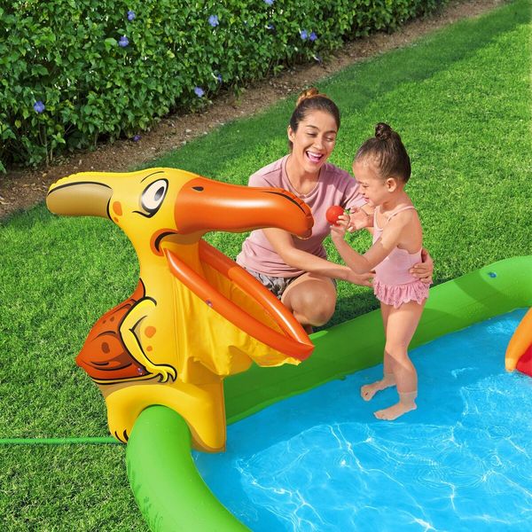 Bestway Jurassic Splash Water Pool Play Centre Slide Playset Toys Inflatable Park Outdoor Summer Playground Beach Activity Game 2.41x1.40x1.37m