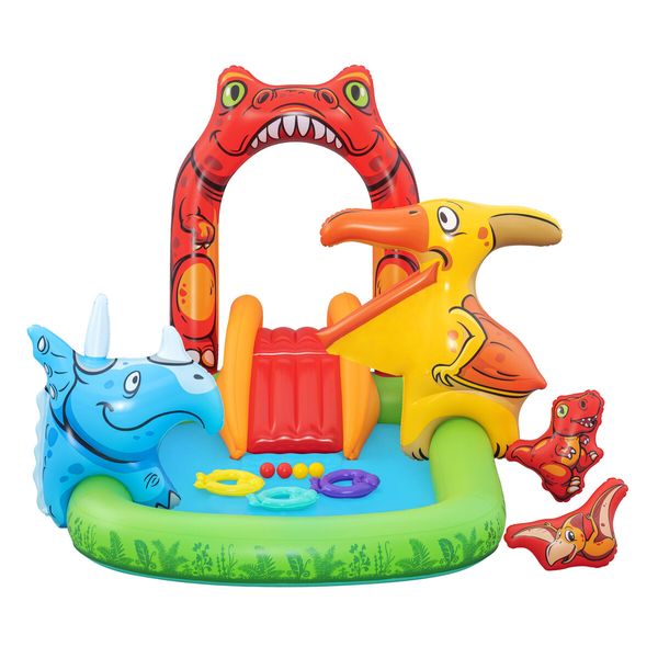 Bestway Jurassic Splash Water Pool Play Centre Slide Playset Toys Inflatable Park Outdoor Summer Playground Beach Activity Game 2.41x1.40x1.37m