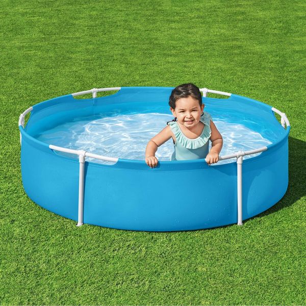 Bestway Round Above Ground Swimming Pool My First Frame 1.52m x 38cm for Kids 2+ Water Play Centre Fast Easy Set Up Outdoor Backyard