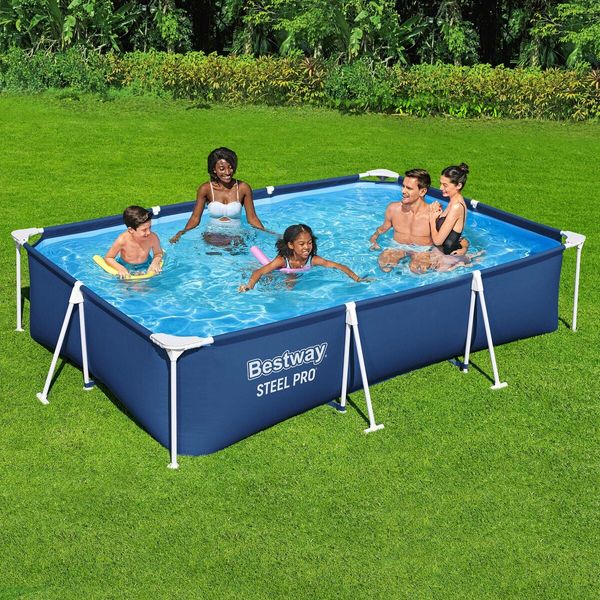 Bestway Swimming Pool Rectangular Above Ground Pools 300x201x66cm Steel Pro Frame Easy Set Up for Outdoor Backyard Family Water Play Fun