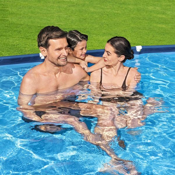 Bestway Swimming Pool Rectangular Above Ground Pools 300x201x66cm Steel Pro Frame Easy Set Up for Outdoor Backyard Family Water Play Fun