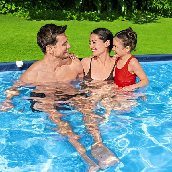 Bestway Swimming Pool Rectangular Above Ground Pools 300x201x66cm Steel Pro Frame Easy Set Up for Outdoor Backyard Family Water Play Fun