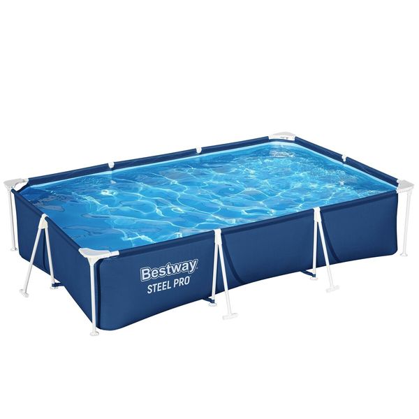 Bestway Swimming Pool Rectangular Above Ground Pools 300x201x66cm Steel Pro Frame Easy Set Up for Outdoor Backyard Family Water Play Fun