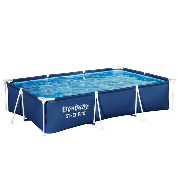 Bestway Swimming Pool Rectangular Above Ground Pools 300x201x66cm Steel Pro Frame Easy Set Up for Outdoor Backyard Family Water Play Fun