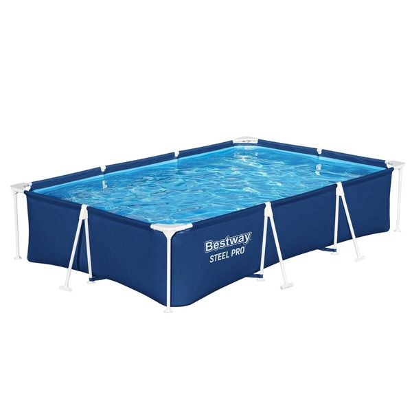 Bestway Swimming Pool Rectangular Above Ground Pools 300x201x66cm Steel Pro Frame Easy Set Up for Outdoor Backyard Family Water Play Fun