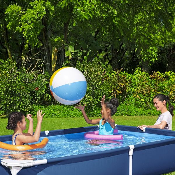 Bestway Swimming Pool Rectangular Above Ground Pools 221x150x43cm Steel Pro Frame Easy Set Up for Outdoor Backyard Kids Water Play Centre