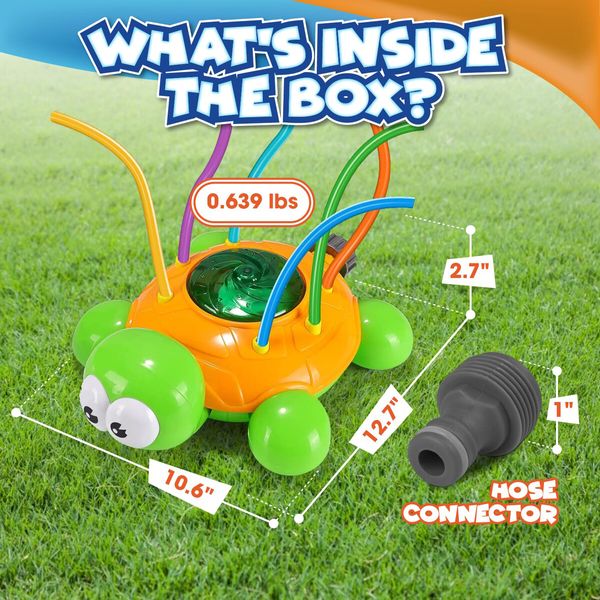 Water Sprinkler,Toddler Outdoor Toys,Backyard Spinning Turtle Kids Sprinkler Toy,Summer Toys Splashing Fun,Kids Outdoor Toys,Age3+