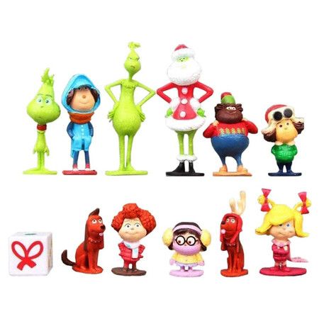 Whoville Miser 12 Piece Playset Featuring Cindy Lou Who, Max and Other Whoville Figures