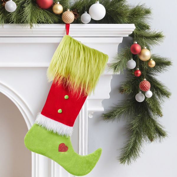 2 Pack Grinch Christmas Ugly Stockings  Christmas Decorations Grinches Decor Ornaments Holiday Home Indoors