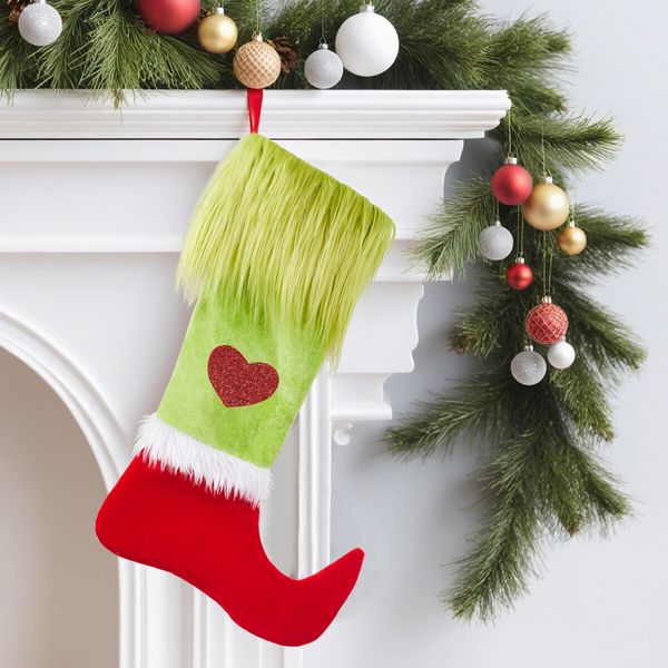 2 Pack Grinch Christmas Ugly Stockings  Christmas Decorations Grinches Decor Ornaments Holiday Home Indoors