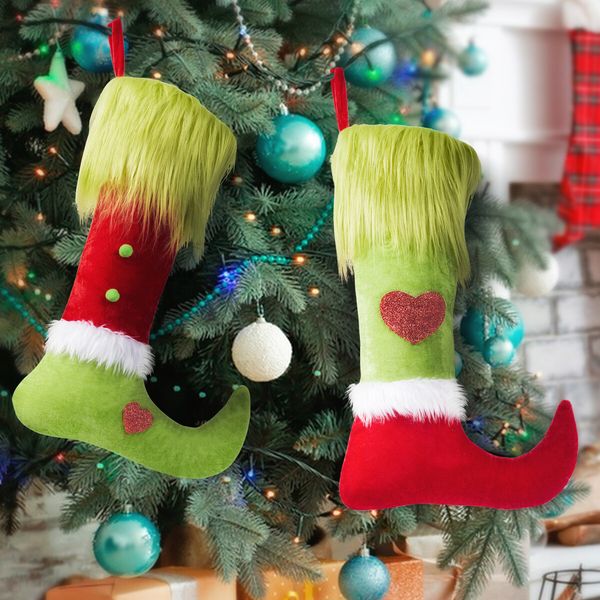 2 Pack Grinch Christmas Ugly Stockings  Christmas Decorations Grinches Decor Ornaments Holiday Home Indoors