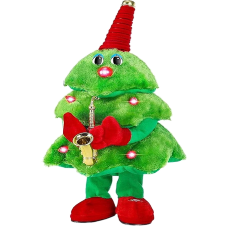 Singing Dancing Christmas Tree,Electric   Plush Toy with Lights,Animated Christmas Table Decorations Cute Funny  Gifts for Family Friends