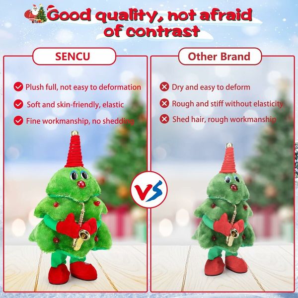 Singing Dancing Christmas Tree,Electric   Plush Toy with Lights,Animated Christmas Table Decorations Cute Funny  Gifts for Family Friends