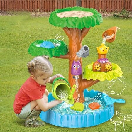 Rain Tree Water Table Colorful Sand Water Splash Table Kids Summer Beach  Sensory Play Tree Table for Boys Girls Backyard Activity