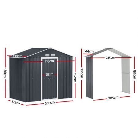 Giantz Garden Shed Outdoor Storage 2.15x1.74M Tool Workshop House w/Extension Kit