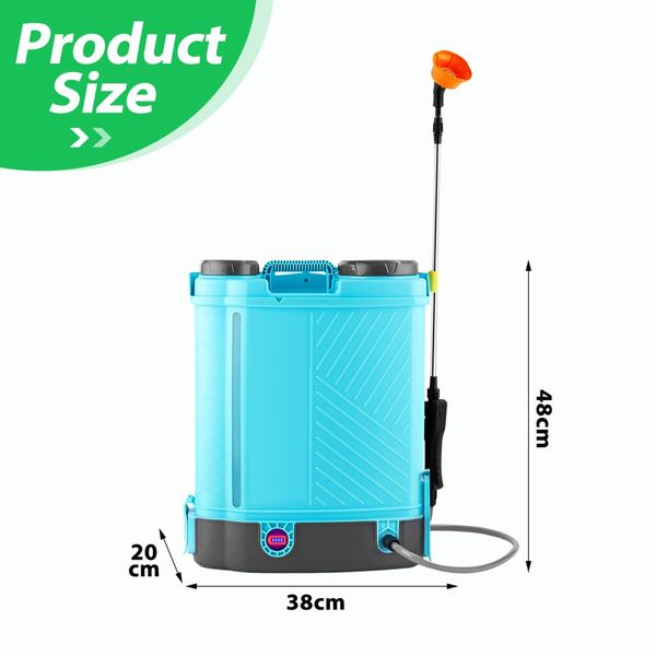16L Electric Backpack Sprayer 12V Battery Powered Rechargeable Knapsack Garden Watering Lawn Weed Disinfection Agriculture Car Wash Spray Equipment