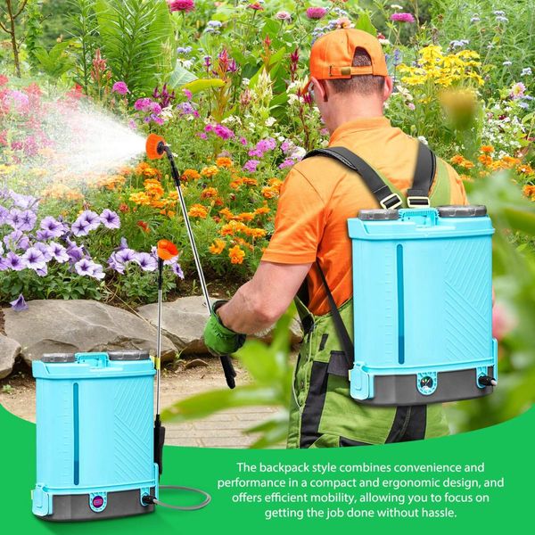 16L Electric Backpack Sprayer 12V Battery Powered Rechargeable Knapsack Garden Watering Lawn Weed Disinfection Agriculture Car Wash Spray Equipment
