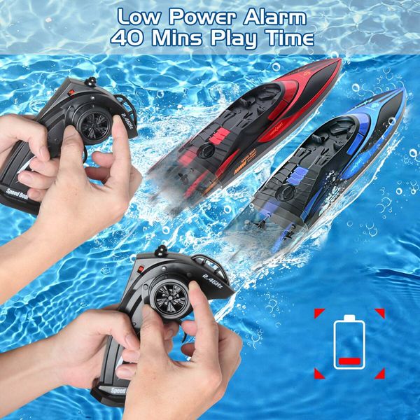 RC Boat for Kids 2 Pack Remote Control Boats Night Glowing Toy Waterproof with Rechargable Battery Boat for Pools Lakes Play Gifts Boys Girls