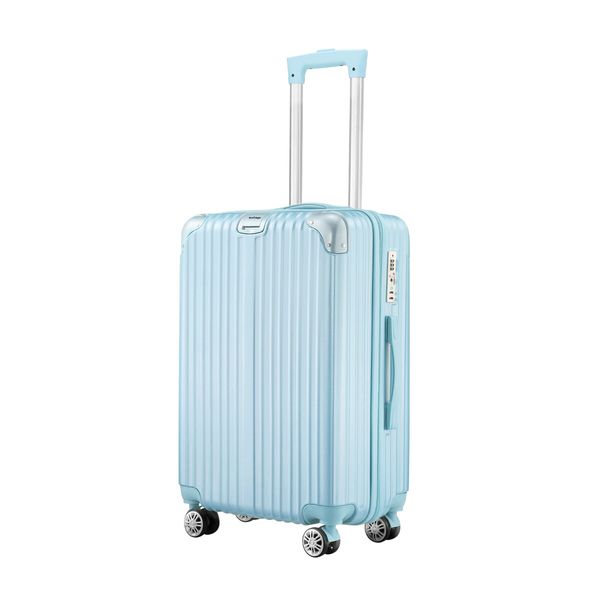 Carry On Suitcase Hard Shell Luggage Cabin Travel Baggage Lightweight Checked Bag 4 Wheel Rolling Trolley TSA Lock 20 Inch Pale Blue