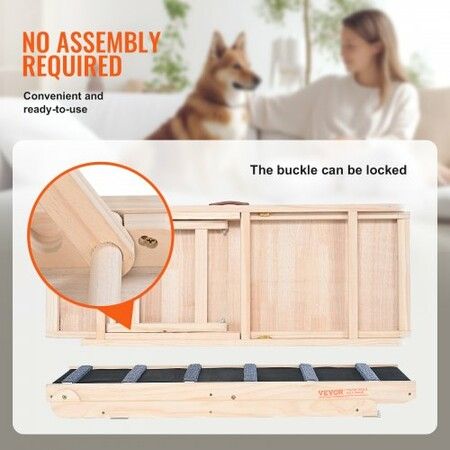 Dog Ramp, Folding Pet Ramp for Bed, Adjustable Dog Ramp for Small, Large, Old Dogs & Cats, Wooden Pet Ramp with 41.3" Long Ramp, Adjustable from 13.77" to 25.59", Suitable for Couch, Sofa, Car