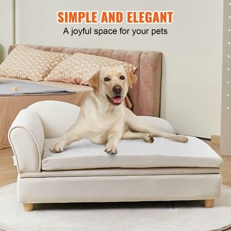 Pet Sofa, Dog Couch for Large-Sized Dogs and Cats, 36x23x16 inch Soft Velvety Dog Sofa Bed, 50 kg Loading Cat Sofa, White