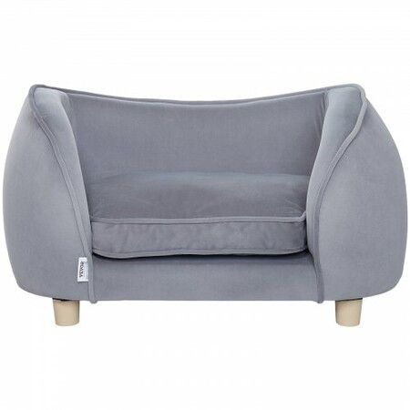 Pet Sofa, Dog Couch for Small Dogs and Cats, 27x15x15 inch Soft Velvety Dog Sofa Bed, 30 kg Loading Cat Sofa, Dark Grey